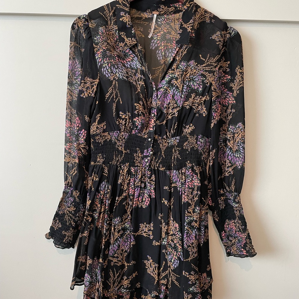 Free People Black Floral Dress